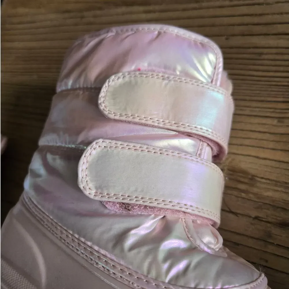 The Children's Place Pink Iridescent Snow Boots  sz 13
